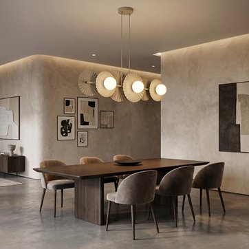 Lampa wisząca UMBRA 6 MOKKA OPAL loft, beżowa, metal, fala