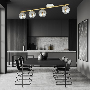 Lampa sufitowa MONZA 4 WH GRAFIT plafon biała/złota/grafit