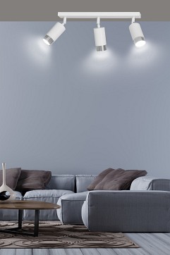 Lampa sufitowa HIRO 3 WH/CHROME tuby, metal, biały/chrom