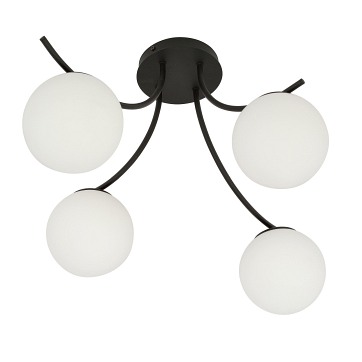 Lampa sufitowa BOSTON 4 BLACK/OPAL nowoczesna czarna/biała