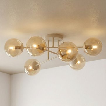 Lampa sufitowa ROMA 6 AMBER nowoczesna, klosz, beżowa