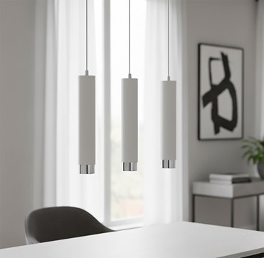 Lampa wisząca KIBO 3 WH/CHROME nowoczesna tuby biały chrom