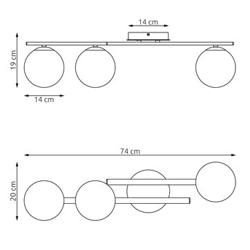 Lampa sufitowa KAIRO 3 MOKKA OPAL plafon, klosz, beżowa