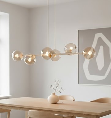 Lampa wisząca MAGNUS 6 MOKKA AMBER nowoczesna, klosz miodowa