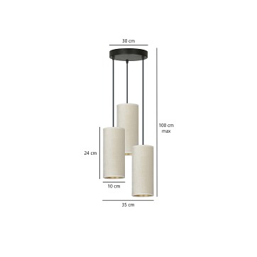 Lampa wisząca BENTE 3 BL PREMIUM WHITE abażur welur biały