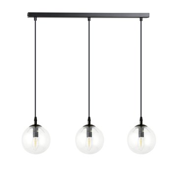 Lampa wisząca COSMO 3 BL TRANSPARENT loft, klosz, czarna