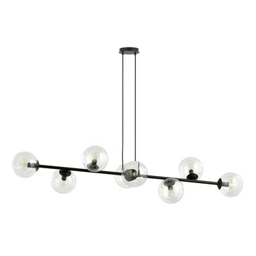 Lampa wisząca ROSSI 8 BL TRANSPARENT klosz, czarna