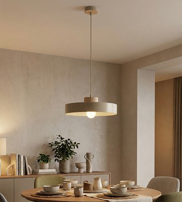 Lampa wisząca KIVI 1L MOKKA nowoczesna, beżowa, metal drewno