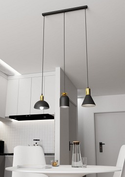 Lampa wisząca FOX 3 BL, loft, czarny, złoty
