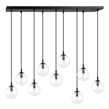 Lampa wisząca COSMO 9 BL TRANSPARENT loft, klosze, czarna