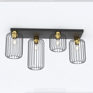 Lampa sufitowa BARN 4 BL GOLD loft, plafon, czarno/złota