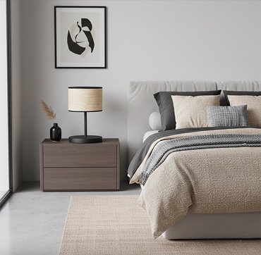 Lampka nocna ECO LN1 RATTAN abażur, beżowa, klasyczna