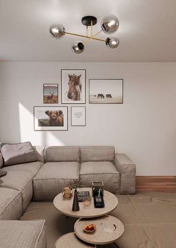 Lampa sufitowa MAGNUM 4 BL GRAFIT plafon czarna/złota/grafit