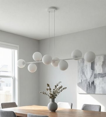 Lampa wisząca MAGNUS 8 GRAY OPAL nowoczesna, klosz, szara