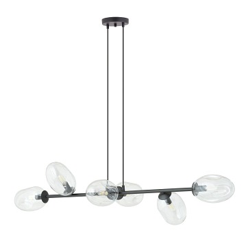 Lampa wisząca PANDORA 6 BL TRANSP klosze czarny/transparent
