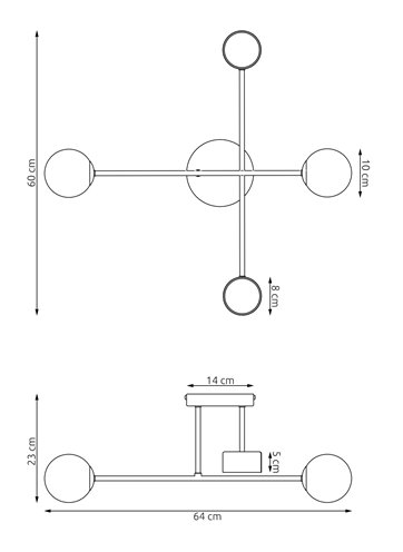 Lampa sufitowa HOLON 4 BLACK plafon, czarna, metal