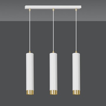 Lampa wisząca KIBO 3 WH/GOLD nowoczesna, tuby, biało/złota