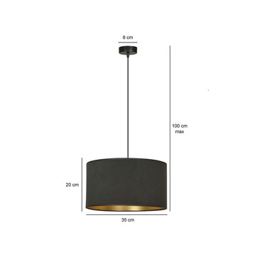 Lampa wisząca HILDE 1 BL BLACK abażur welur czarny