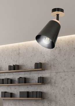 Lampa sufitowa ATLAS 1 BLACK skandynawska, drewno, czarna