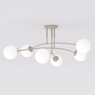 Lampa sufitowa PREGOS 6 MOKKA OPAL klasyczna, klosz, beżowa