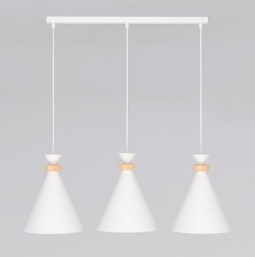 Lampa wisząca ZERO 3 WHITE nowoczesna, biała, metal, drewno