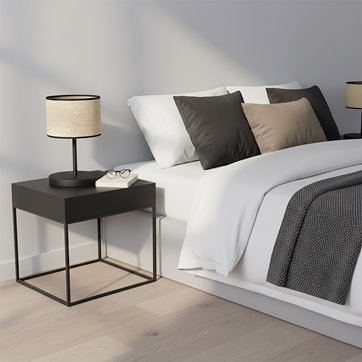 Lampka nocna ECO LN1 RATTAN abażur, beżowa, klasyczna