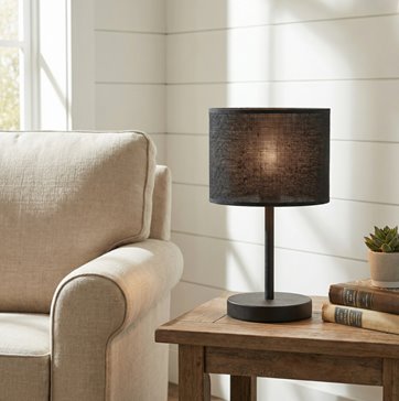 Lampka nocna ECO LN1 BLACK abażur, czarna, klasyczna