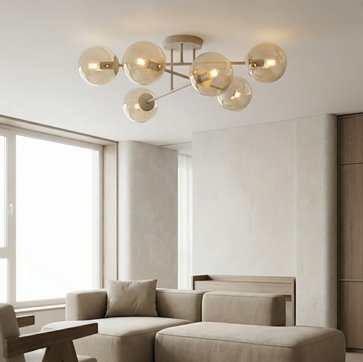 Lampa sufitowa ROMA 6 AMBER nowoczesna, klosz, beżowa