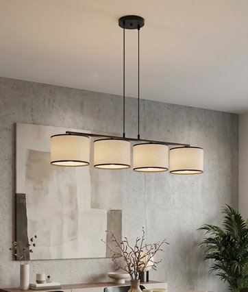 Lampa wisząca ECO 4 BL GRAY klasyczna, abażur, szara