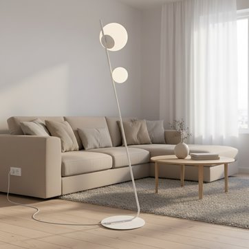 Lampa podłogowa TATU LP2 BL WHITE nowoczesna, biała, metal