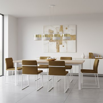 Lampa wisząca LUX 4 WH GOLD klasyczna, abażur, biały, złoty