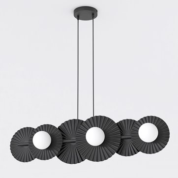 Lampa wisząca UMBRA 6 BLACK OPAL loft, czarna, metal, fala