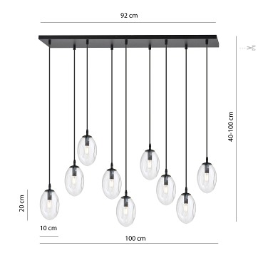 Lampa wisząca ASTRAL 9 BL TRANSPARENT czarny/transparent