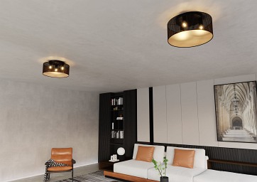 Lampa sufitowa ASTON 3 BLACK/GOLD abażur, czarno/złoty