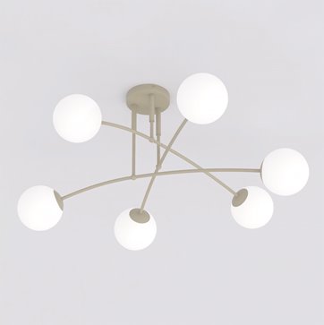 Lampa sufitowa PREGOS 6 MOKKA OPAL klasyczna, klosz, beżowa