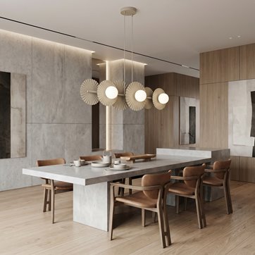 Lampa wisząca UMBRA 6 MOKKA OPAL loft, beżowa, metal, fala