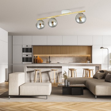 Lampa sufitowa MONZA 3 WH GRAFIT plafon biała/złota/grafit