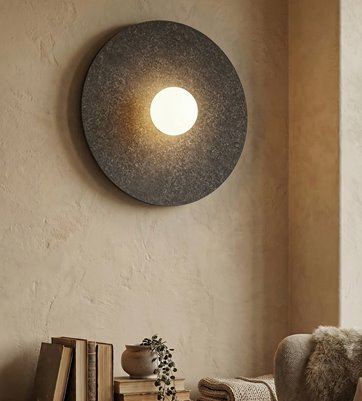 Kinkiet CALMA L K1 BLACK nowoczesny, klosz, filc, czarny