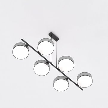 Lampa wisząca DRUMZ 6 GRAY nowoczesna, szara, abażury