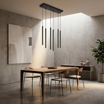 Lampa wisząca SELTER 6 BLACK nowoczesna, sople, czarna