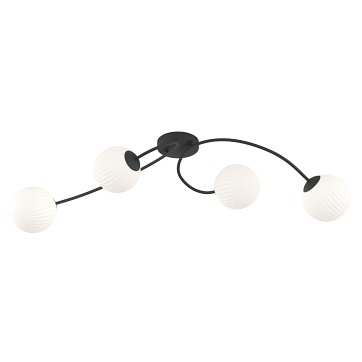 Lampa sufitowa VIBRA 4 BL OPAL, plafon, klosz, biały, czarny