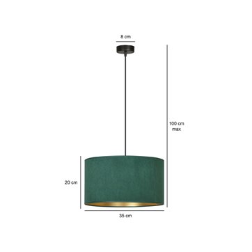 Lampa wisząca HILDE 1 BL GREEN abażur welur zielony