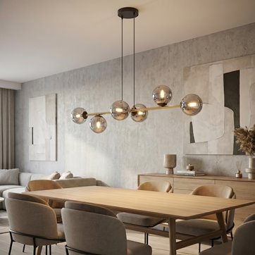 Lampa wisząca GRAVITY 6 BL GRAFIT, czarna/złota/grafitowa