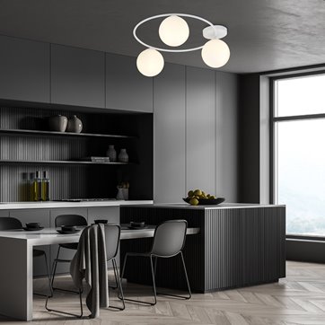 Lampa sufitowa SOPRA 3 WH OPAL plafon klosze kule, biała