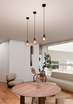 Lampa wisząca ISTAR 1 BL MIODOWY loft klosz bursztyn czarna