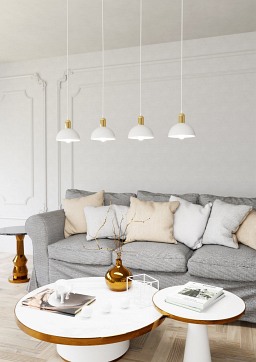 Lampa wisząca MOTO 4 WH, loft, biały, złoty