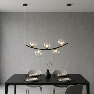 Lampa wisząca RITZ 5 BL TRANSPARENT nowoczesna, czarna