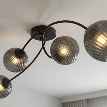 Lampa sufitowa VIBRA 4 BL GRAFIT plafon, klosz grafit czarny