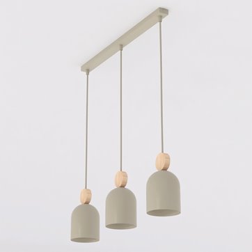 Lampa wisząca MESI 3 MOKKA nowoczesna, beżowa, metal drewno
