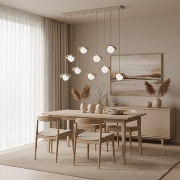 Lampa wisząca RITUAL 9 MOKKA nowoczesna, beżowa, metal